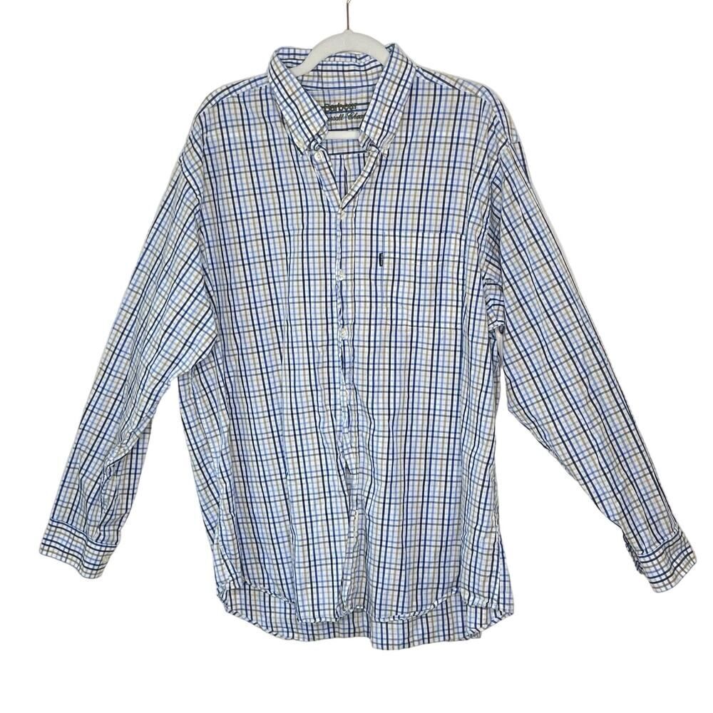 Barbour Mens Plaid Button Down Shirt XXL 100% Cotton